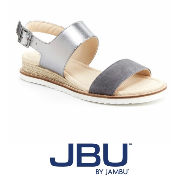 JBU Jambu Myrtle Sandal Charcoal Wedge Gray Silver - Picture 1 of 10